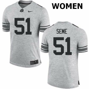 NCAA Ohio State Buckeyes Women's #51 Nick Seme Gray Nike Football College Jersey BVL7645DQ